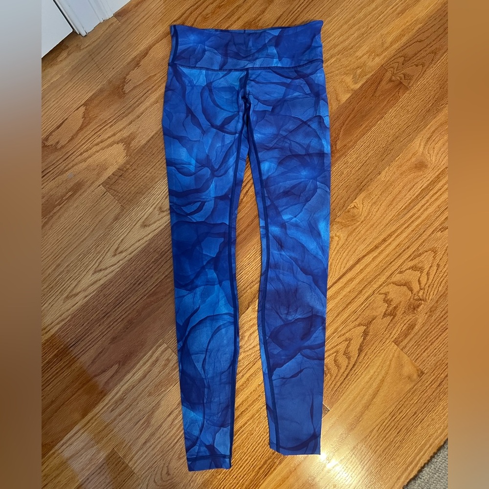 Lululemon Wunder Train Blue Patterned Leggings